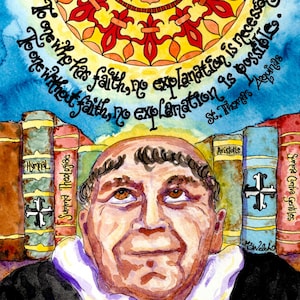St Thomas Aquinas Personalized Confirmation Gift; Art Print, Books, Dominican, Office, Homeschool decor; Notecards Prayercard Holycard Favor