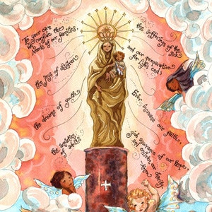 Notre-Dame du Pilier, patronne des découragés ; Cadeau personnalisé pour confirmation, sympathie ; Art de prière catholique, cartes de correspondance, carte de prière