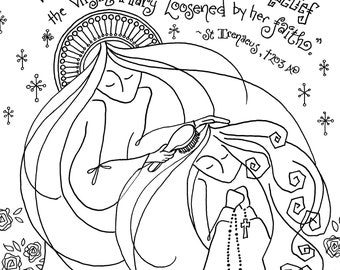 Printable Our Lady Undoer of Knots Bundle with Girl and Boy(NEW)! Catholic Coloring Page for All Ages; Homeschool, RE, RCIA, Retreats