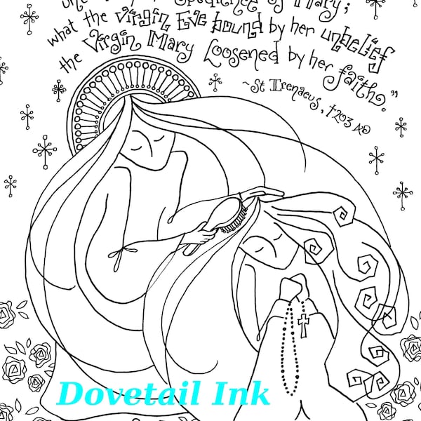 Printable Our Lady Undoer of Knots Bundle with Girl and Boy(NEW)! Catholic Coloring Page for All Ages; Homeschool, RE, RCIA, Retreats