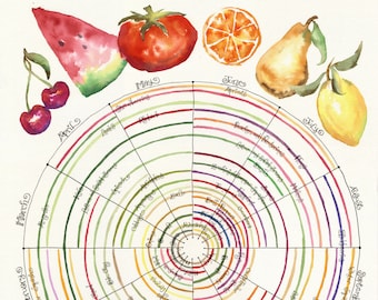 Seasonal Fruit and Vegetable Chart, For everything there is a season; Personalized gift for cook, chef, gardener; Kitchen decor