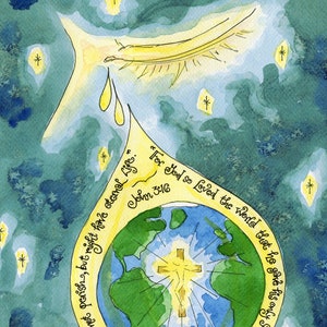 João 3 16 Arte, Porque Deus amou o mundo de tal maneira; Arte Cristã Personalizada com Versículo Bíblico; Professor de Escola Dominical; Cartões de anotações, cartões de oração