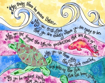 Graduation Prayer, Confirmation, Personalized Gift, St Teresa of Avila, Catholic, Christian; sea turtles, ocean; Print, Notecards, Holycards