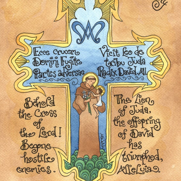 Croix de Saint-Antoine avec l'enfant Jésus, cadeau de confirmation personnalisé ; Saint patron des objets perdus ; Bref de Saint-Antoine ; Signets, faveurs