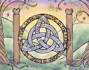 Dorothy Day Quote Art - “Final Word is Love”; Personalized Wedding Gift; Celtic Knot; Journal; Notecards, Prayercard, Favors