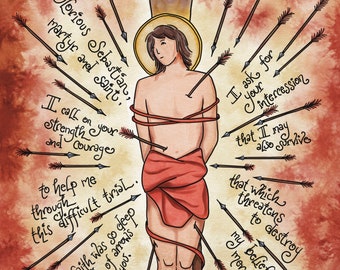 St Sebastian, Patron Saint of Athletes and Archers; Personalized Confirmation Gift; gift-boxed notecards, prayercards, holycards, favors