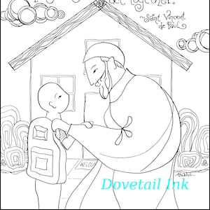 Afdrukbare Saint Vincent de Paul Quote Art - Katholieke kleurplaat voor alle leeftijden! Homeschool-, RE-, RCIA- of retraite-activiteit