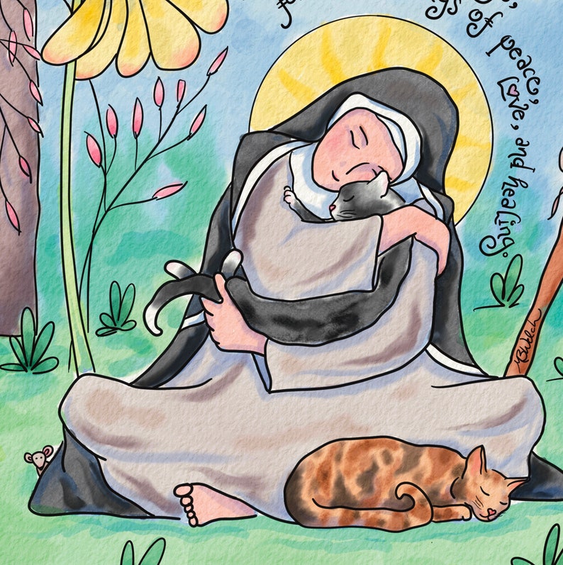 Patron Saint of Cats & Gardeners, St Gertrude of Nivelles St Roch Patron of Dogs coming soon Personalized Confirmation Gift prayercards image 2