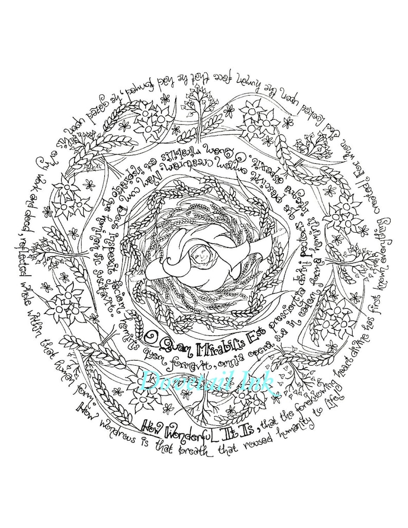 Printable St. Hildegard Coloring Page for Adults or Kids, Catholic Art, Homeschool or RE Class Resource image 1