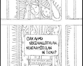 Our Lady of Guadalupe PRINTABLE Coloring Page Protest Art - San Juan Diego; Anti-ICE, Catholic Worker, Social Justice