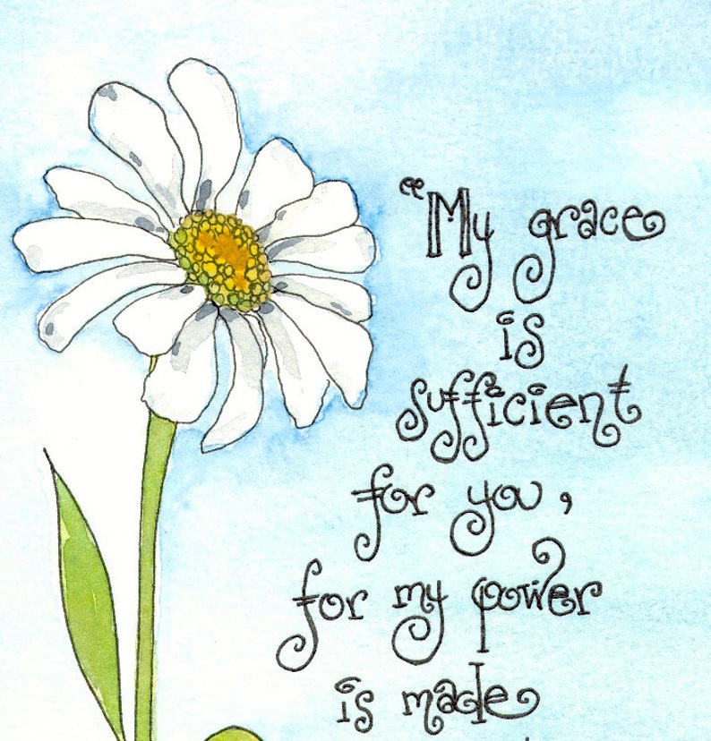2 Corinthians 12 9 Scripture Art with Daisy Print of | Etsy