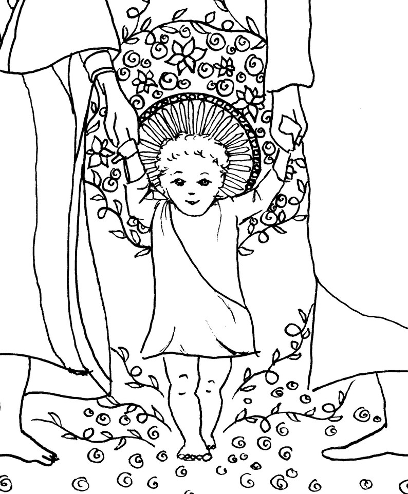 Printable Holy Family Coloring Page With St Clare Quote Etsy