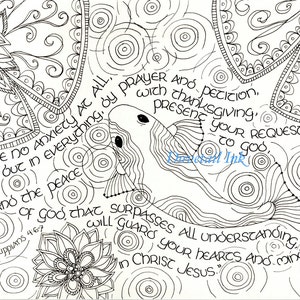 Printable Philippians 4 6-7 Scripture Art Coloring Page for Grownups!