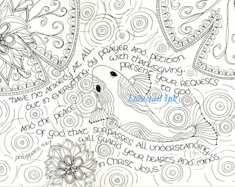 Printable Philippians 4 6-7 Scripture Art Coloring Page for Grownups!