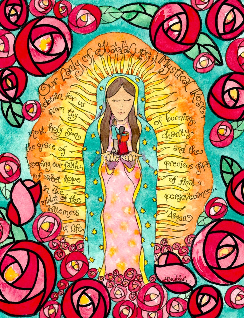 Our Lady of Guadalupe Mystical Rose Catholic Prayer Art image 0