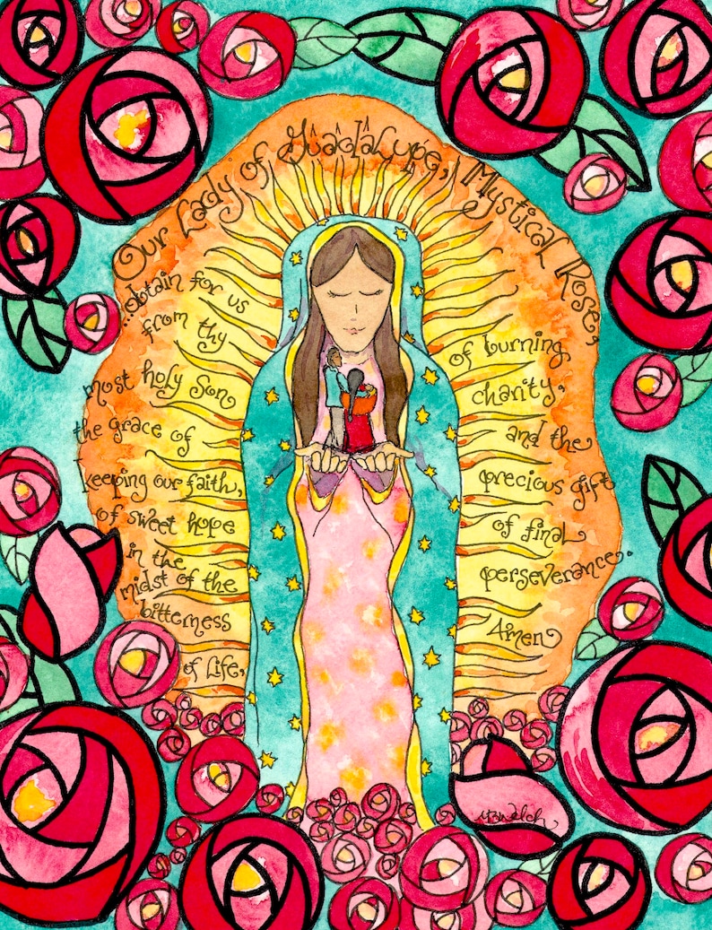 Our Lady of Guadalupe Mystical Rose Catholic Prayer Art image 0