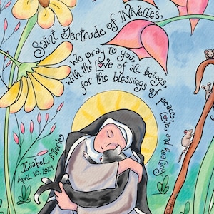 Patron Saint of Cats & Gardeners, St Gertrude of Nivelles St Roch Patron of Dogs coming soon Personalized Confirmation Gift prayercards image 5