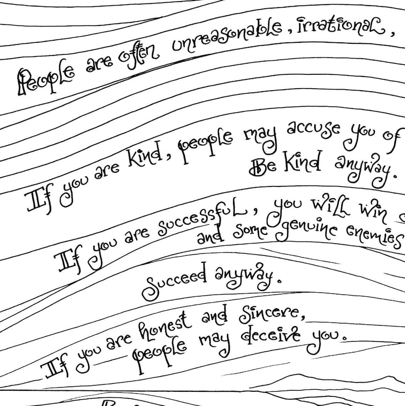 Be Kind Anyway Mother Teresa Printable Coloring Page for - Etsy