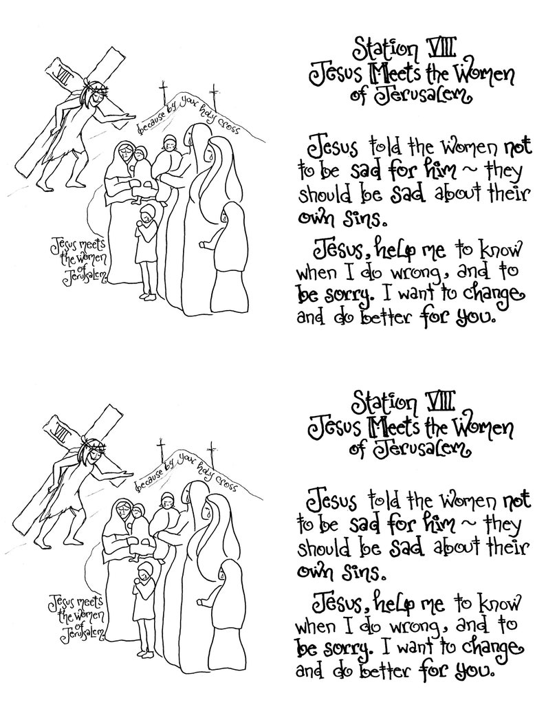 Stations of the Cross Coloring Page Booklet for Children; Includes Mini ...