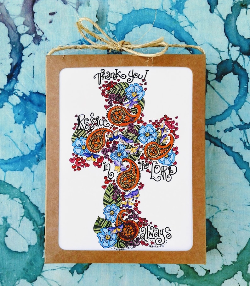 Christian Thank You Cards rejoice in the Lord Set Etsy