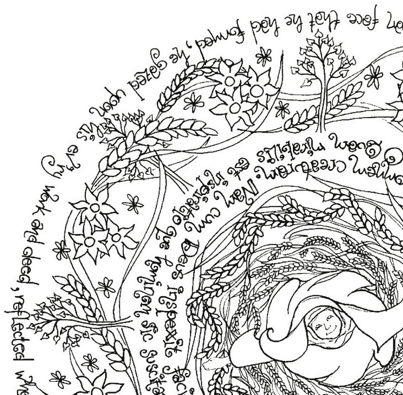 Printable St. Hildegard Coloring Page for Adults or Kids, Catholic Art, Homeschool or RE Class Resource image 4