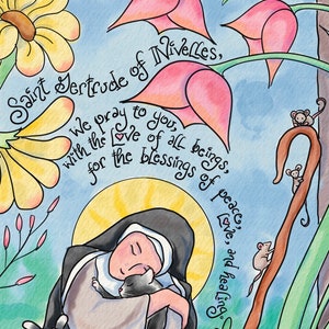 Patron Saint of Cats & Gardeners, St Gertrude of Nivelles St Roch Patron of Dogs coming soon Personalized Confirmation Gift prayercards image 3