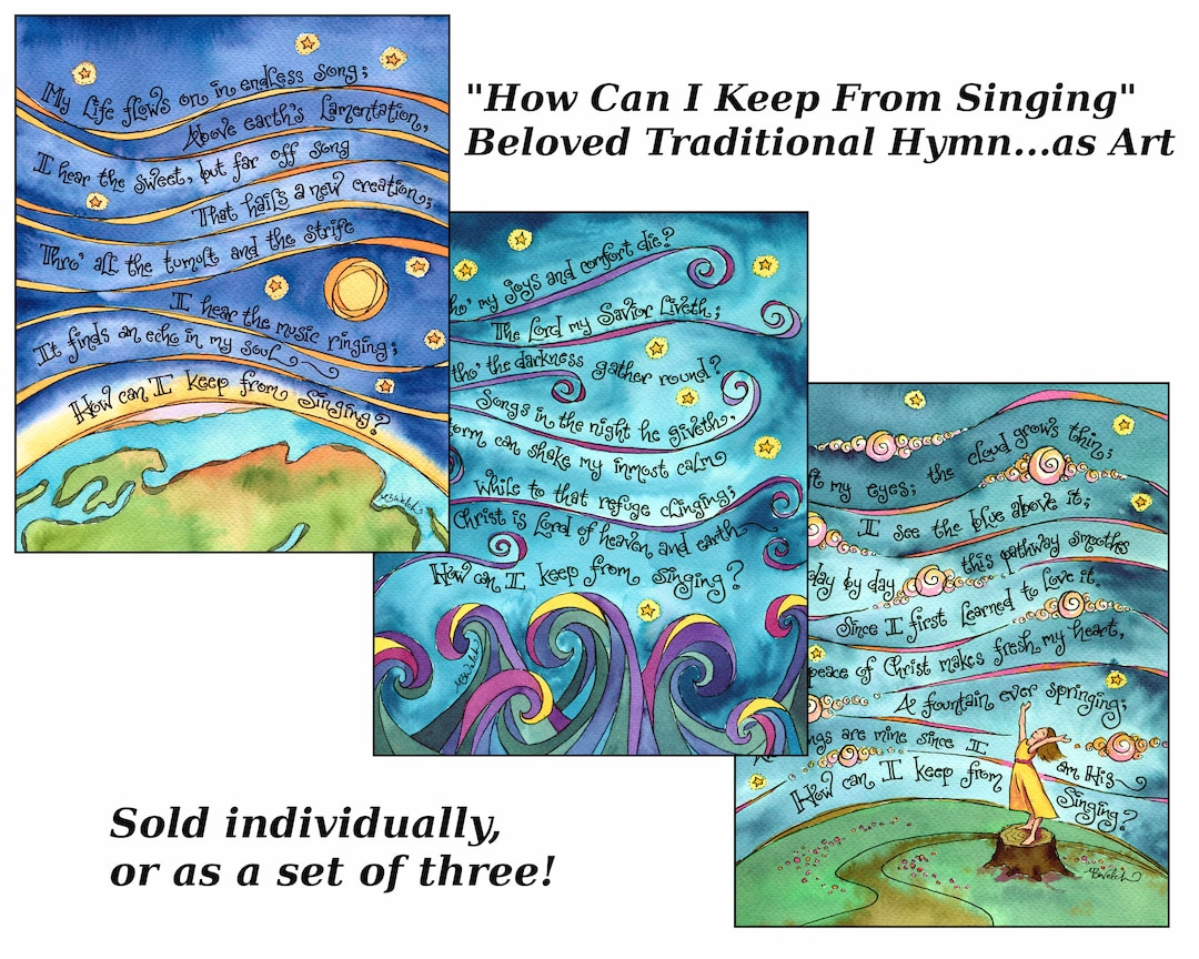 How Can I Keep From Singing? Hymn Art - Set of 3 Prints; Gift for ...