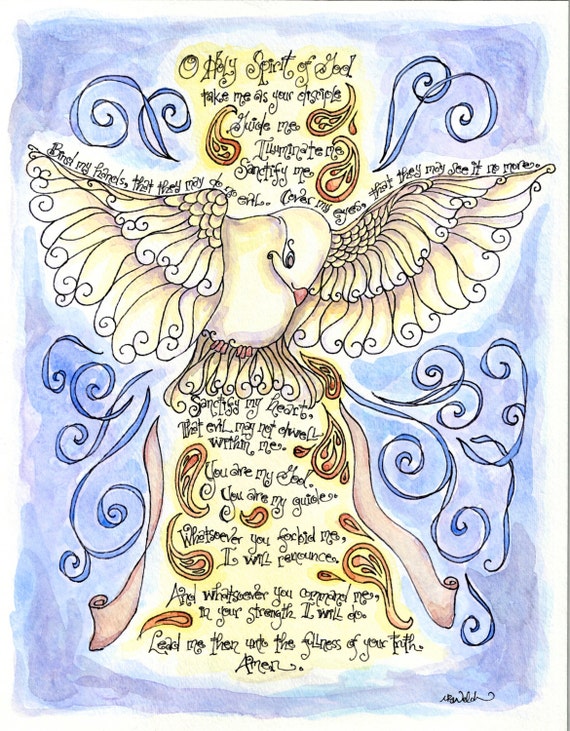Oracion Espiritu Santo Con La Paloma Regalo De Confirmacion Etsy