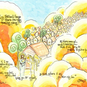 My Fathers House Personalized Miscarriage Sympathy Gift; Watercolor, Heaven, Grief, Loss, Christian; Notecards Prayercards Holycards