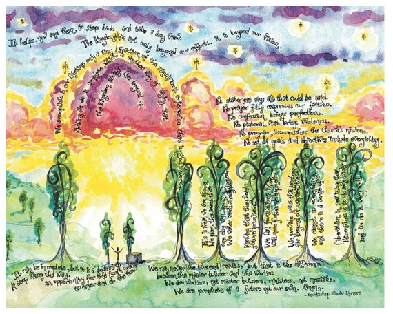 Archbishop Oscar Romero Prayer Art "A Step Along the Way;" Personalized Gift for Confirmation, Priest, Pastor, Seminarian; Catholic Print
