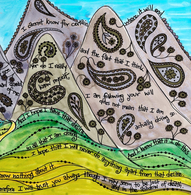 Thomas Merton Catholic Prayer Illustration