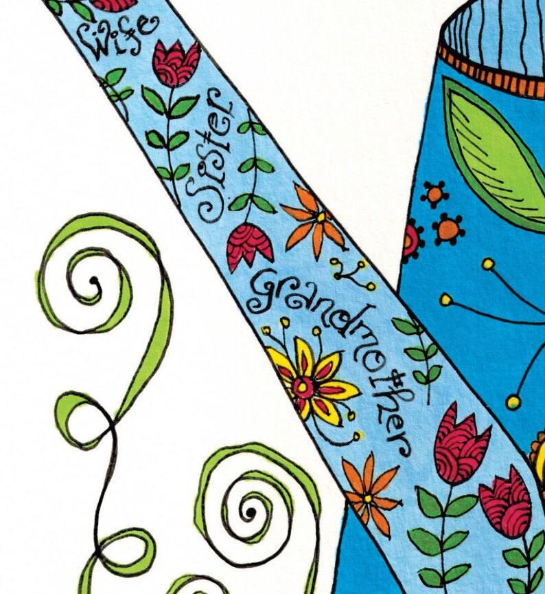 Wunderliche Gießkanne Kunstdruck für Großmutter mit Sprüche 31, Schriftkunst, 8x10, 12x12, bunt, Gartenarbeit, personalisiertes Geschenk Bild 2