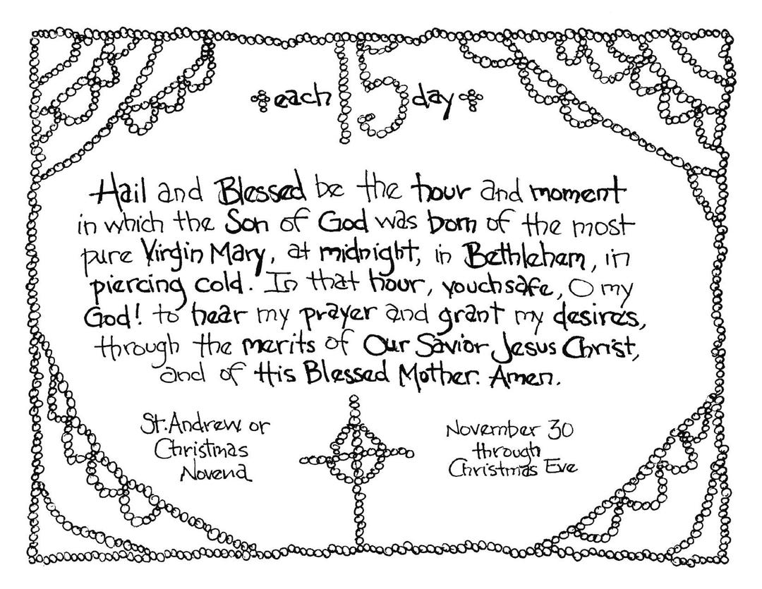 Printable St Andrew Novena (christmas Anticipation Novena) Prayer Art ...