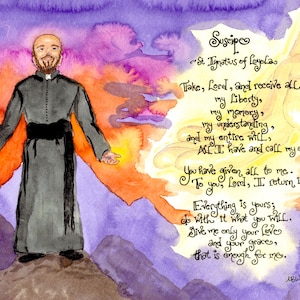 St Ignatius van Loyola - Suscipe katholieke gebedskunst; Gepersonaliseerde bevestigingscadeau; Jezuïet, beschermheer van soldaten; Notitiekaarten, gebedskaarten