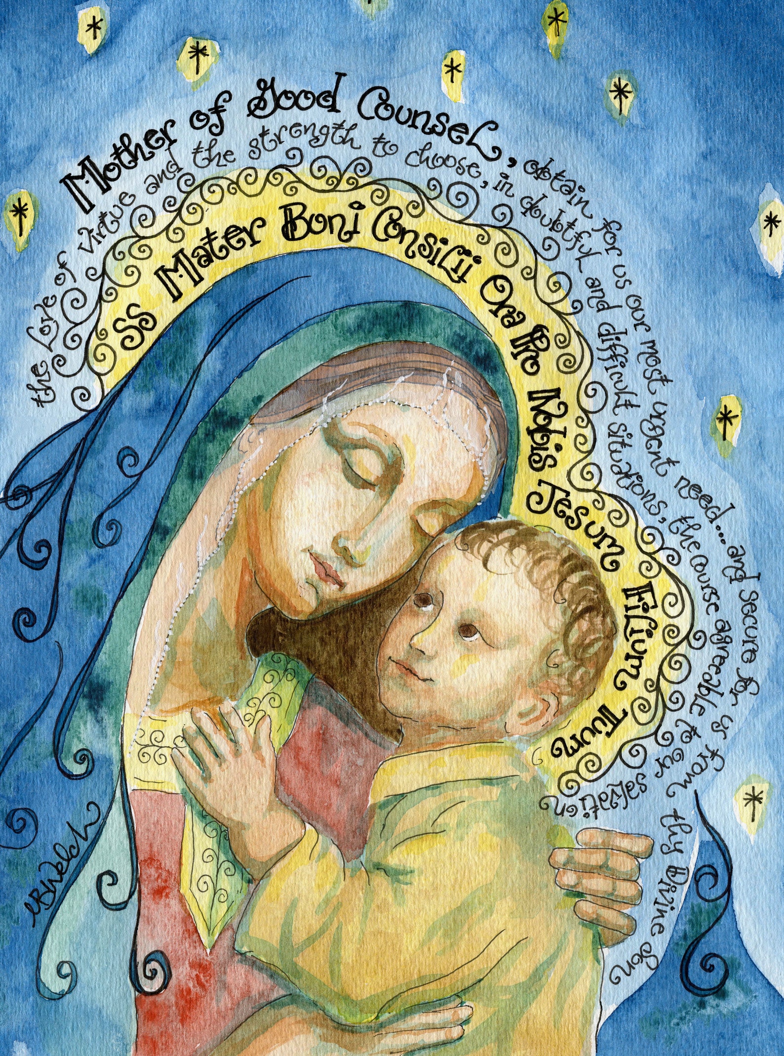 Our Lady of Good Counsel Watercolor Catholic Art Print with | Etsy