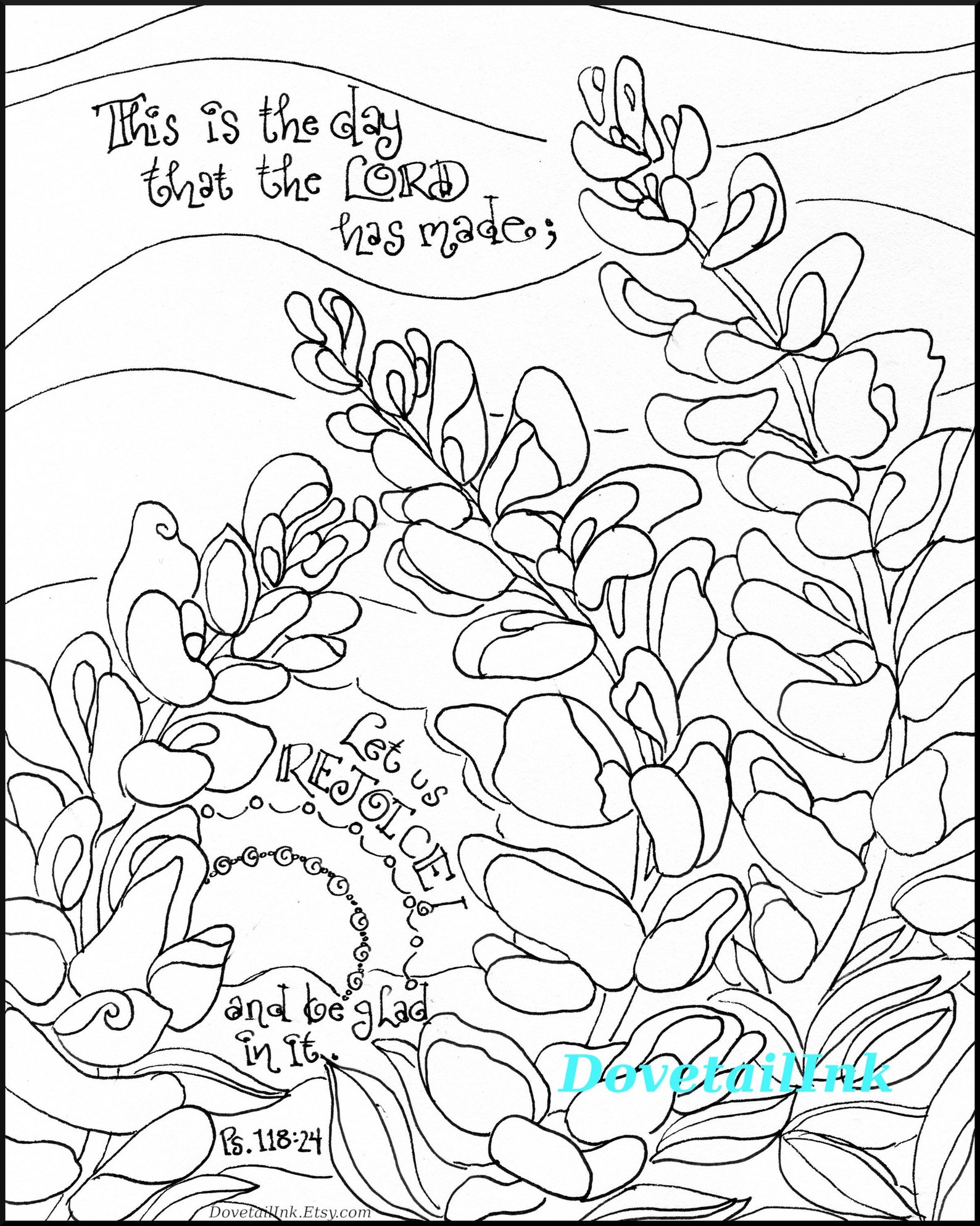 Bluebonnets Printable Coloring Page With Bible Verse 