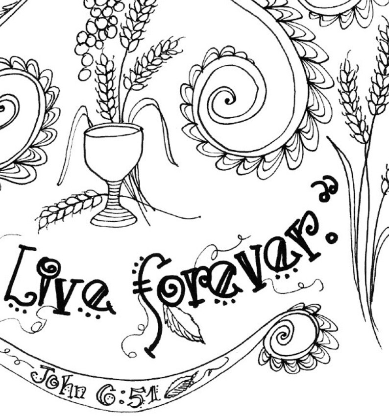 Printable Bread of Life Catholic Scripture Art Coloring Page Etsy