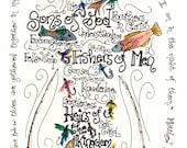 Fishers of Men Personalized Gift; Confirmation, Pastor or Priest, Dad Father's Day; Cross Art; Print, Notecards, Prayercards, Holycards