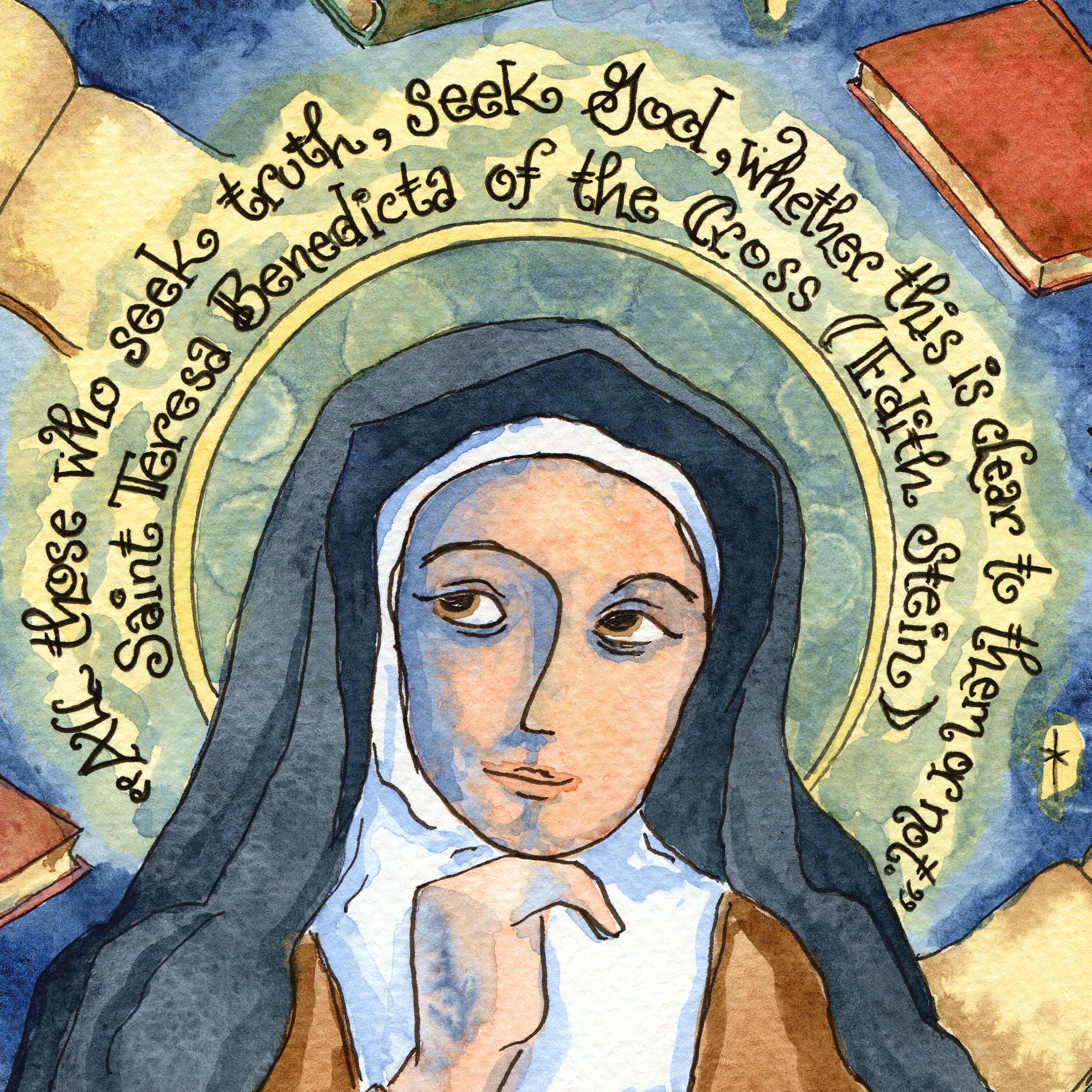 Edith Stein/st Teresa Benedicta of the Cross Catholic Art Personalized  Confirmation Gift Carmelite Book-lover, Student Prayercards - Etsy Canada