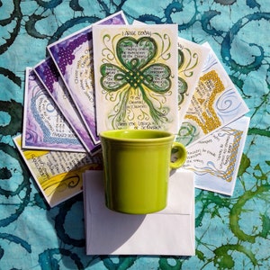 St Patrick Notecards, Catholic All-Occasion with Breastplate, Lorica Prayer, Contemporary Catholic art, Irish, Celtic Knots, Prayercards