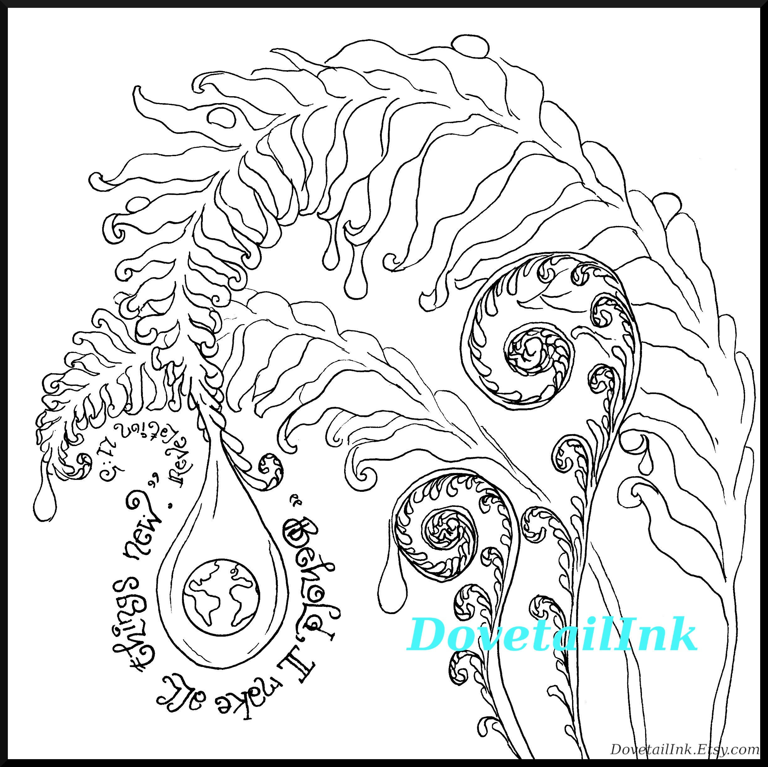 printable coloring page ferns with bible verse all etsy australia