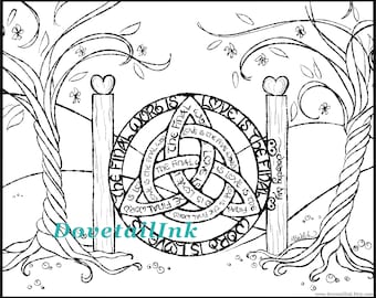 Dorothy Day Printable COLORING PAGE - “Final Word is Love”; Celtic Knot; Lord of the Rings (Digital Download)