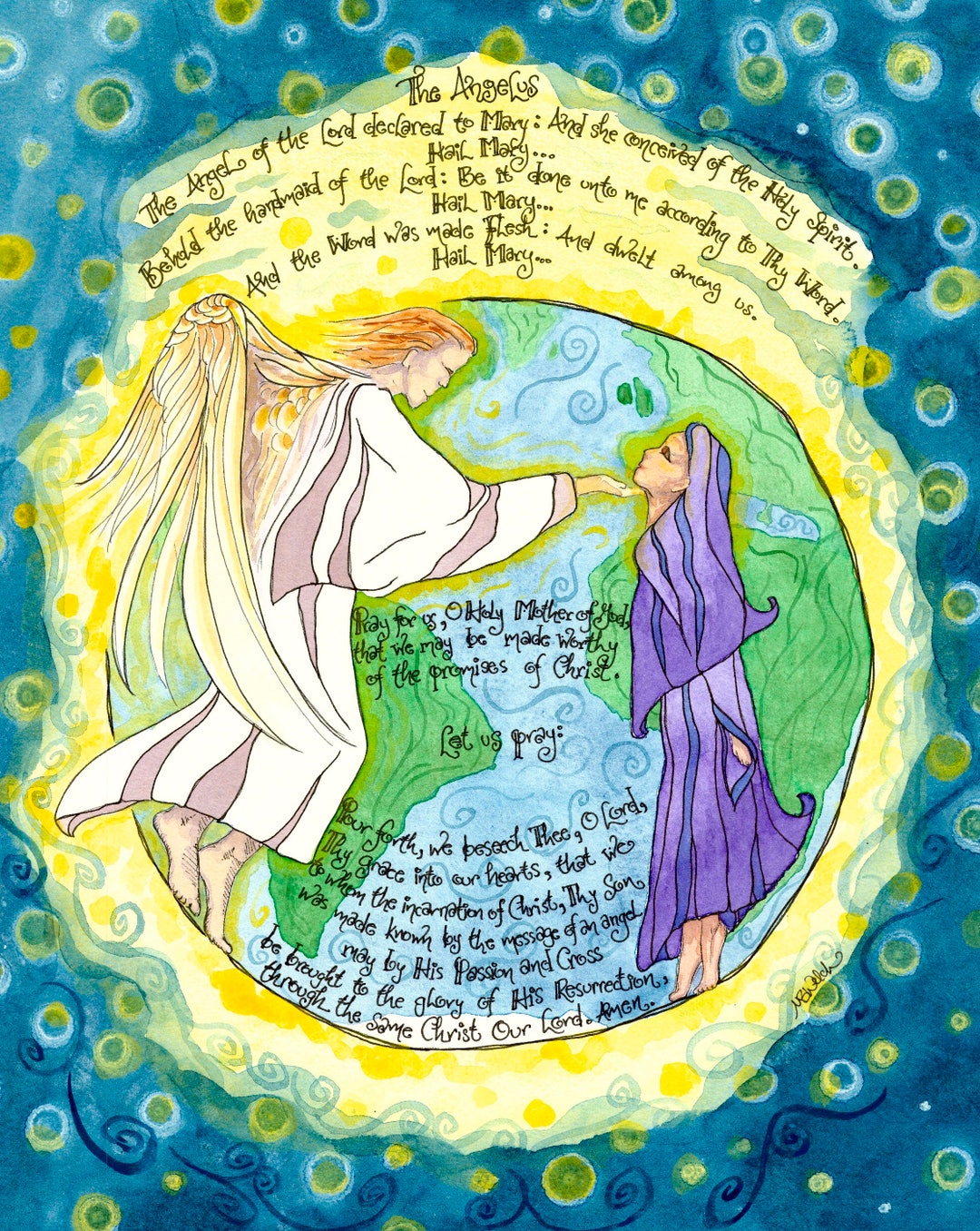 The Angelus Catholic Prayer Art annunciation Mary Globe Etsy
