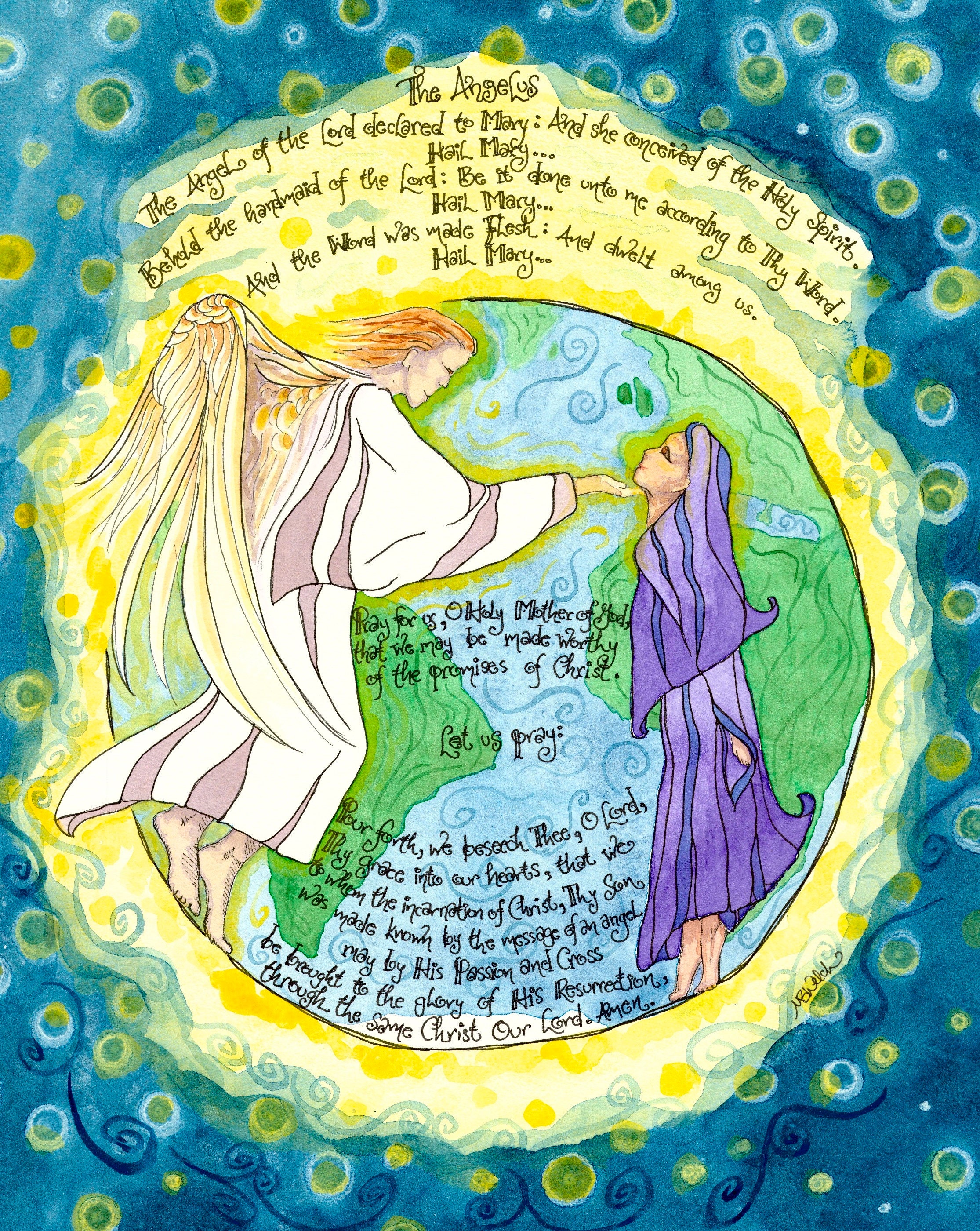 The Angelus Catholic Prayer Art annunciation Mary Globe - Etsy