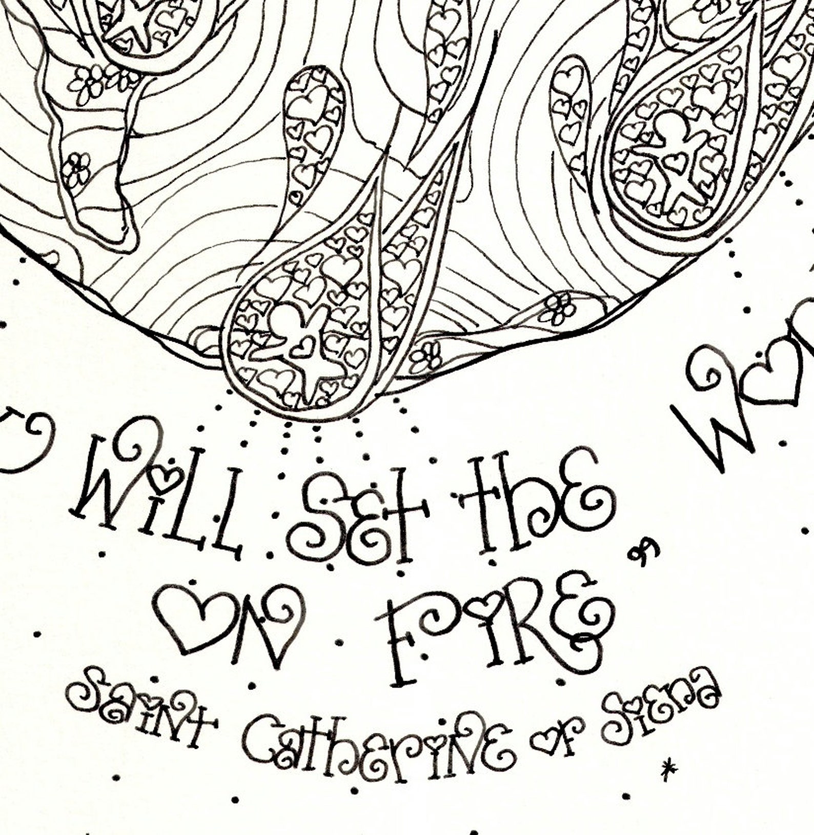 Printable St Catherine of Siena Coloring Page for Grownups - Etsy