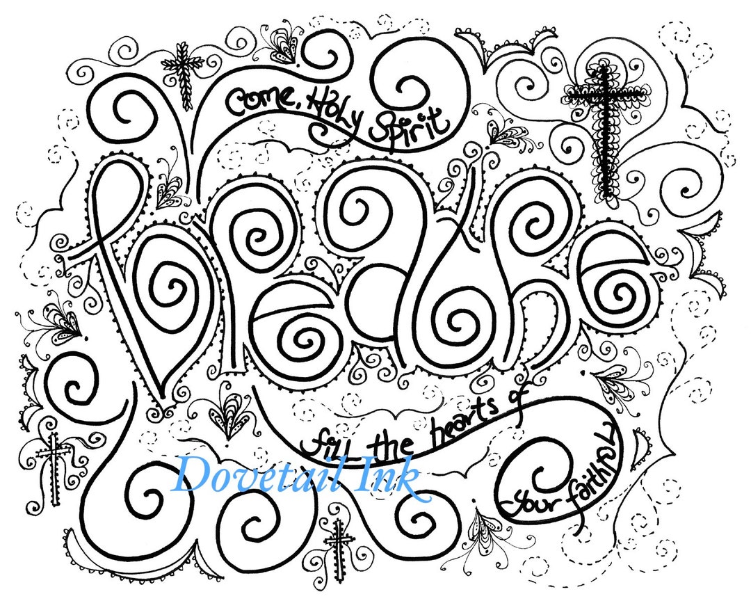 Printable Set of 3 Come Holy Spirit Christian Prayer Coloring Pages for ...