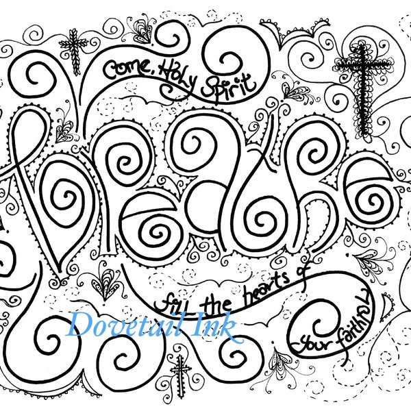 Printable Set of 3 Come Holy Spirit Christian Prayer Coloring Pages for Grownups!
