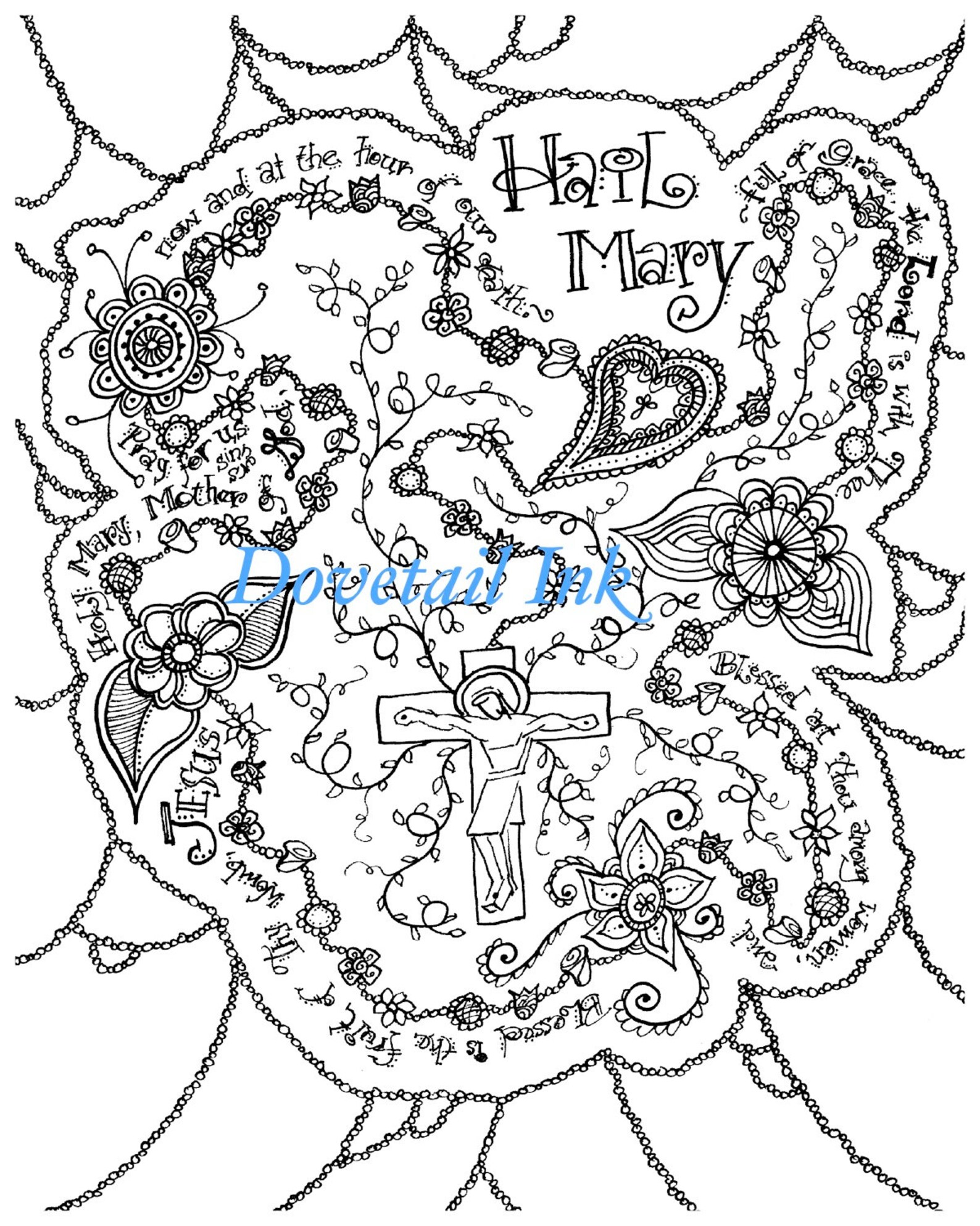 Printable Hail Mary Catholic Prayer Coloring Page for | Etsy