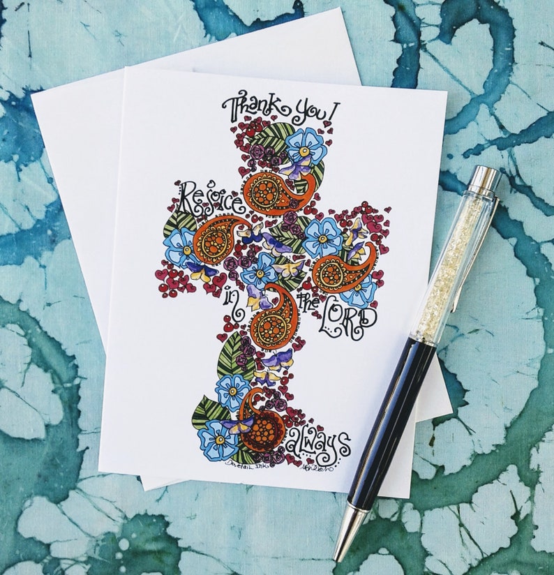 Christian Thank You Cards Rejoice In The Lord Set Etsy