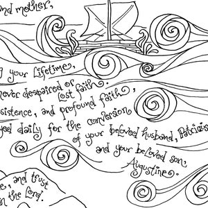 Printable Saint Monica Prayer Art Catholic Coloring Page for All Ages Homeschool, RE, RCIA, ACTS or Women's Retreat Activity image 3